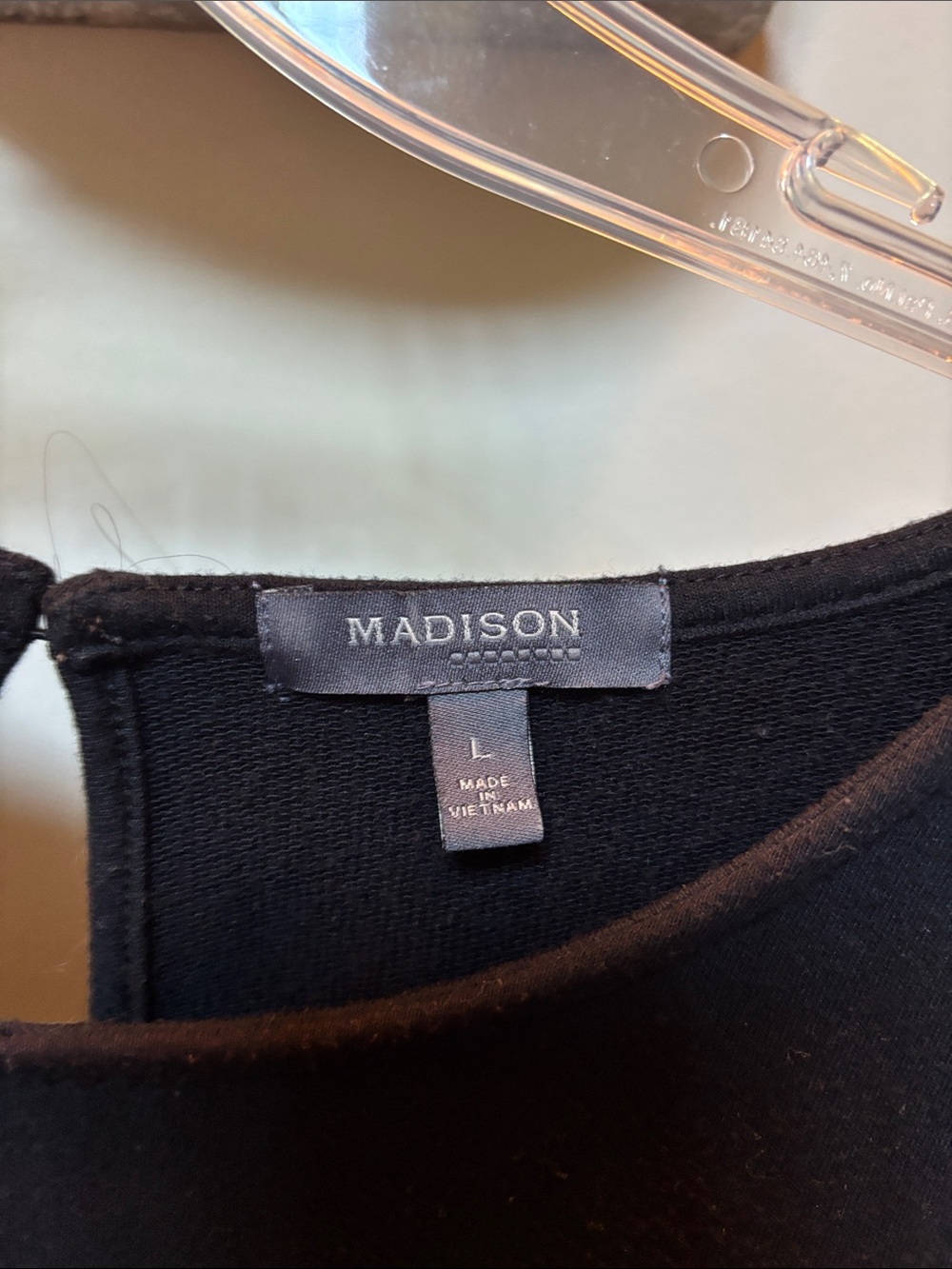 Madison Black Top with Black and White Striped Sleeves - Picture 3 of 5